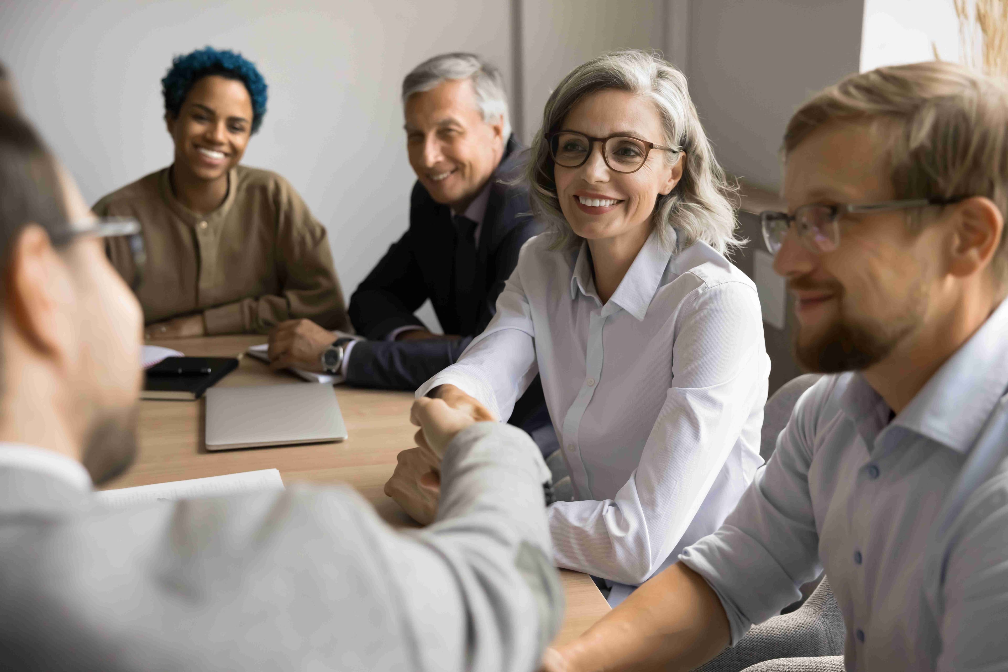 Diverse team working together
