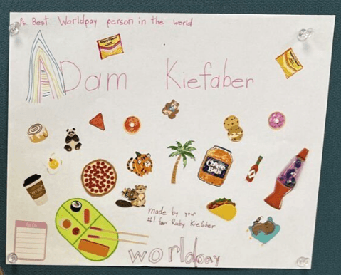 child's drawing with stickers