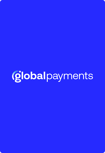Logo of Global Payments in a blue background